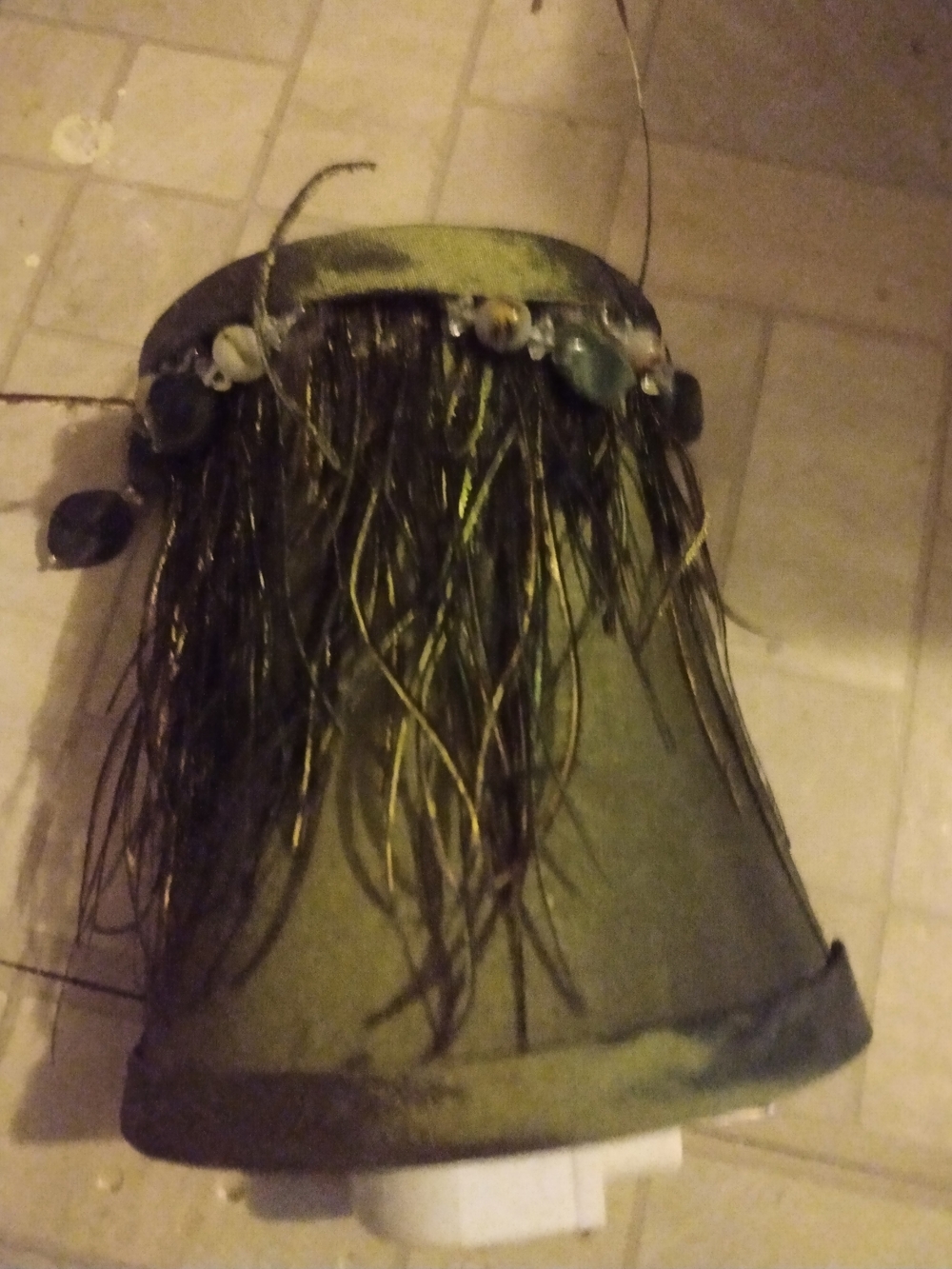 Unbranded Green Tassel Fringe Accent with Beaded Trim